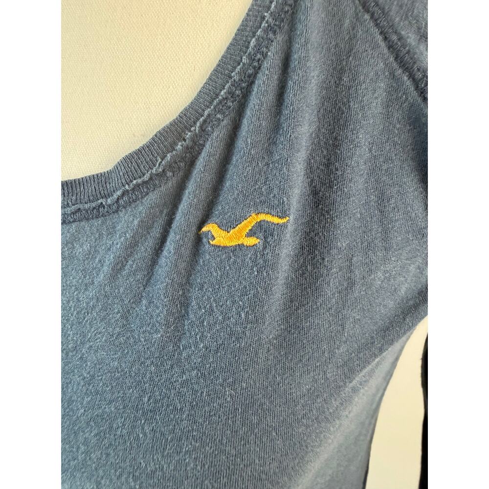 Vintage Y2K Hollister Long Sleeve Scoop Neck Shirt Fitted Tee Blue Women Large - Picture 5 of 12